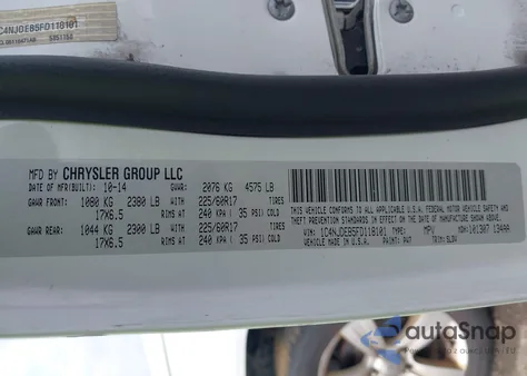 2015 Jeep Compass High Altitude Edition z USA, uszkodzony, nr VIN 1C4NJDEB5FD118101